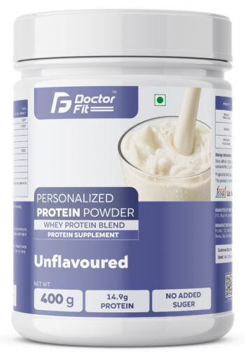 DOCTORFIT Personalized Protein Powder | Whey + Soy Protein Blend (Unflavoured 400g)